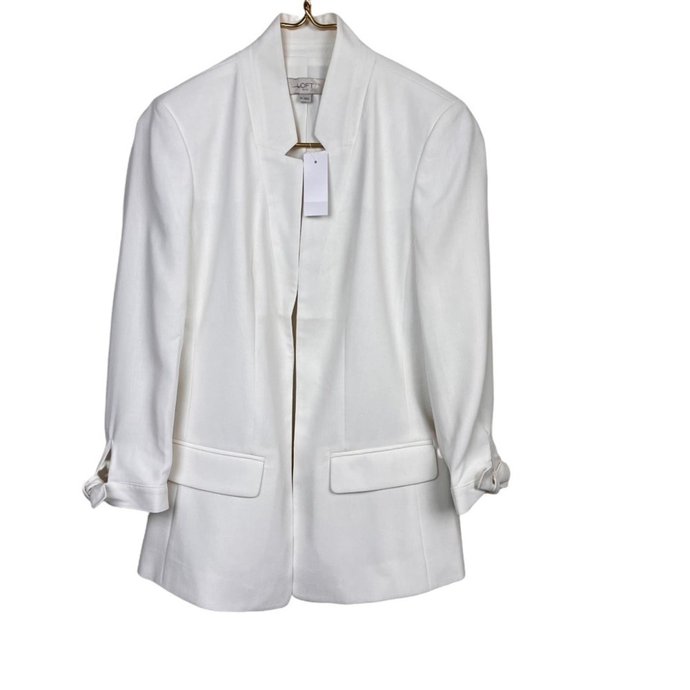 LOFT Tie Sleeve White Blazer Jackets